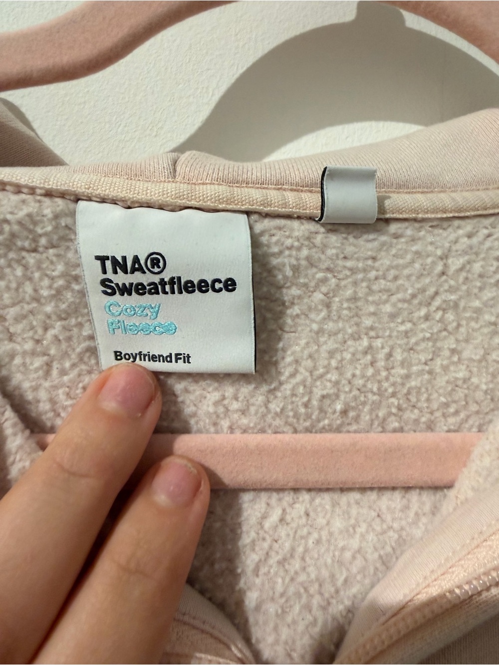 TNA Cozy Sweatfleece Zip Hoodie in Pale Pink - Picture 4 of 6